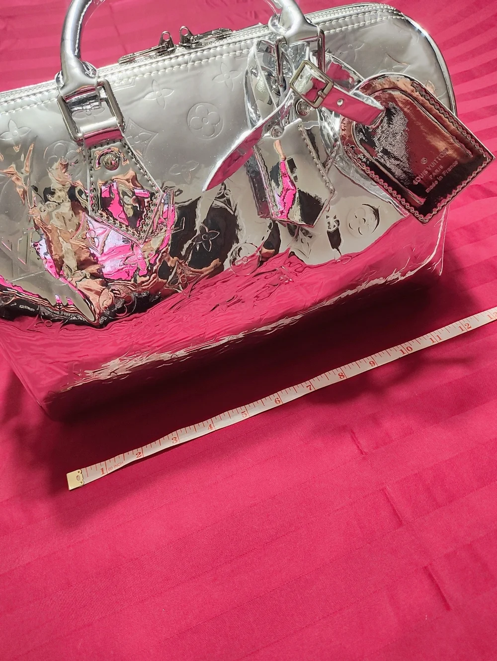 NEW Designer Monogram Speedy Metallic Mirror Silver Handbag LV MUST HAVE! - Picture 6 of 9